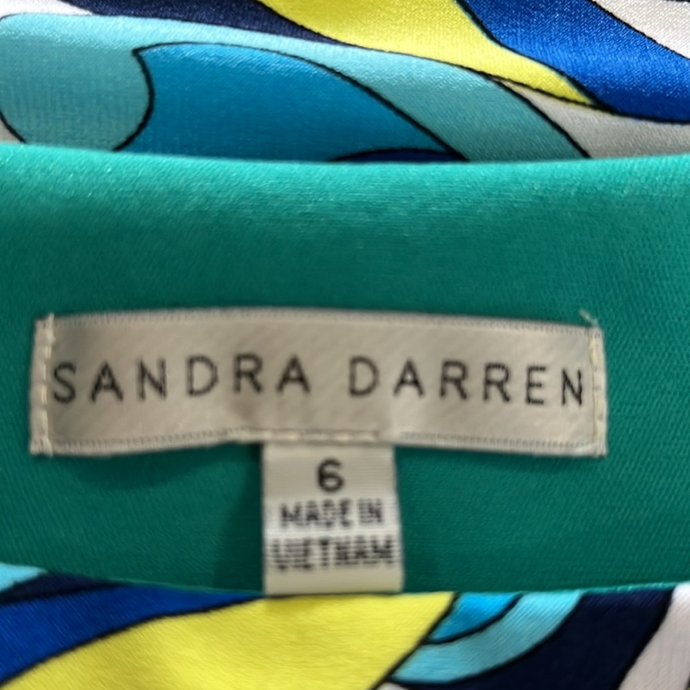 Sandra Darren Vibrant Floral Pattern Dress Size 6 Great Pre-Owned Condition - Picture 3 of 4